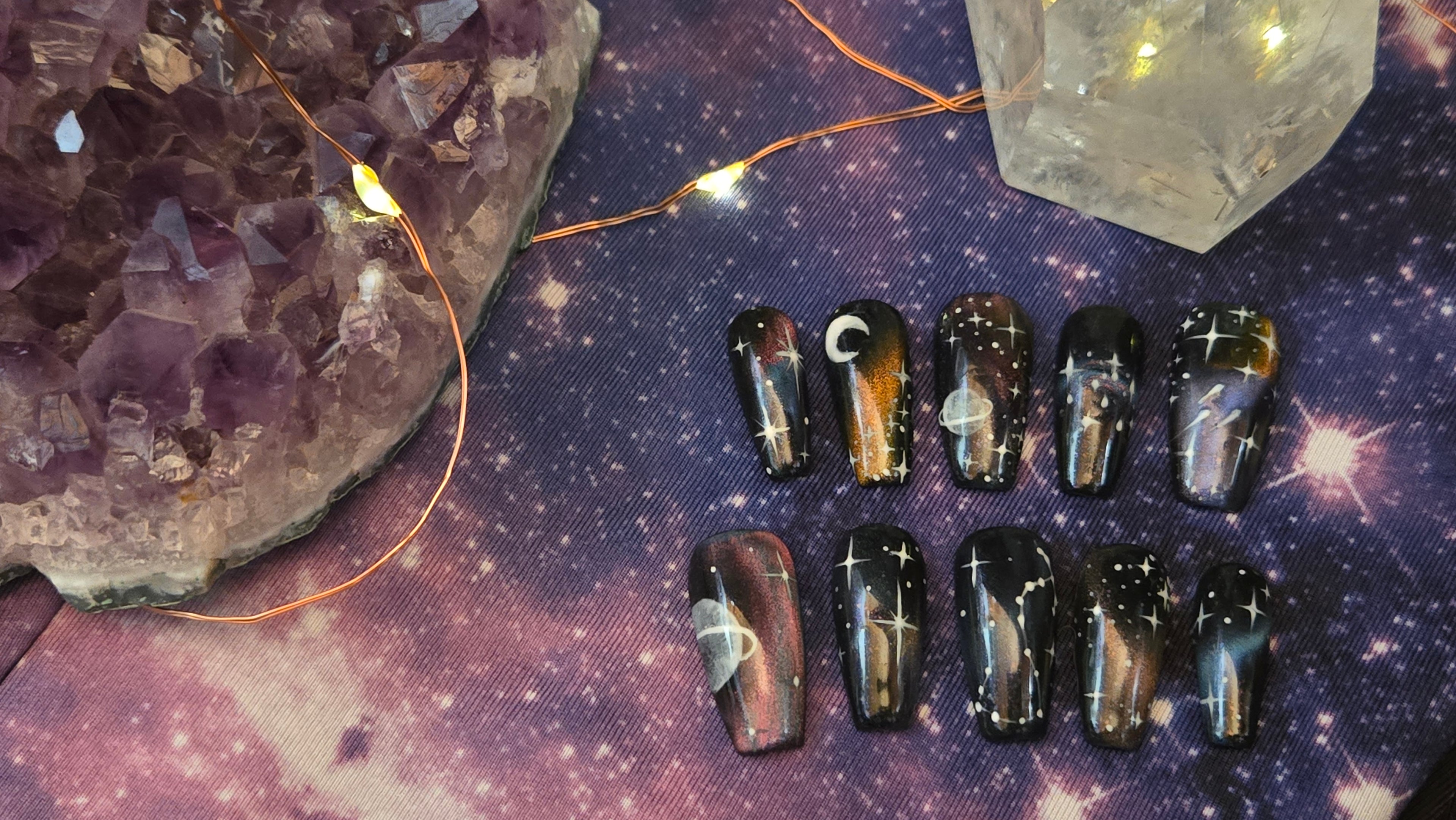 The Wanderer - Dark Galaxy Press-On Nails (Customizable Constellation)